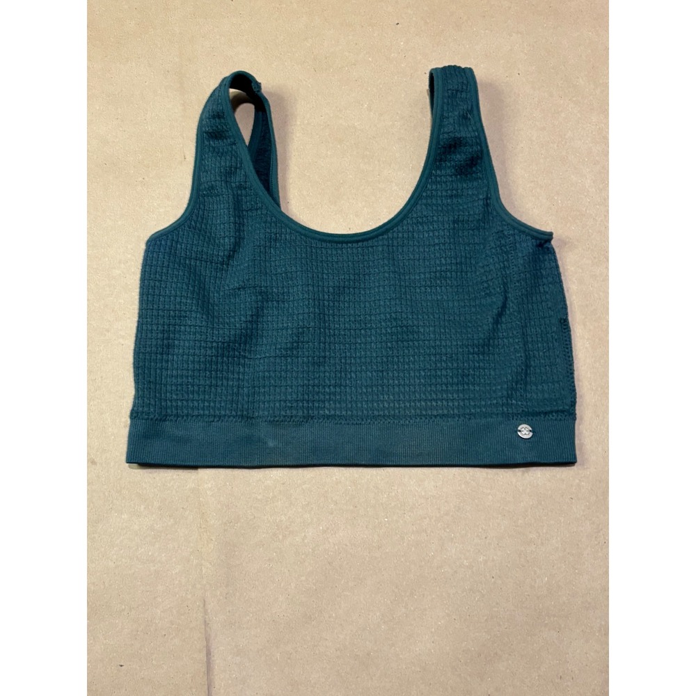 Lucky Brand Teal Waffle Knit Sports Bra Women Large